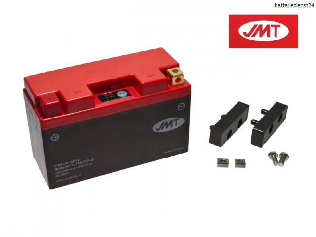 Lithium-Ionen-Batterie JMT HJTX30-FP, 12 V 8 Ah, universal 4 Kontakte, DIN  53030 + Ladegerät, 12 Volt Lithium Batterien, Lithium Batterien, Batterien